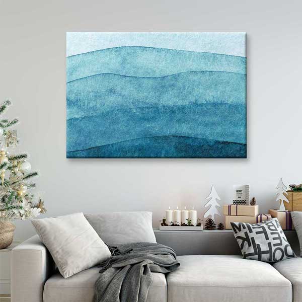 Mavi Tonlarda Soyut Deniz Katmanları Duvar Tablosu 4578
