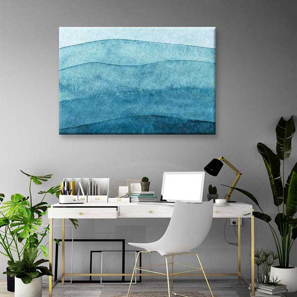 Mavi Tonlarda Soyut Deniz Katmanları Duvar Tablosu 4578