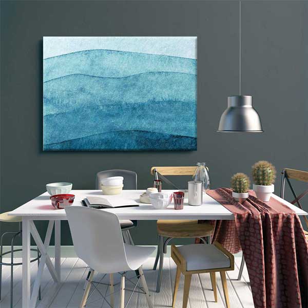 Mavi Tonlarda Soyut Deniz Katmanları Duvar Tablosu 4578
