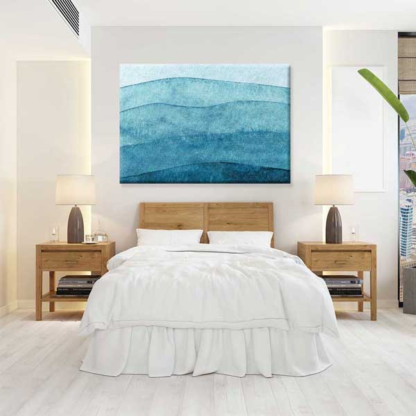 Mavi Tonlarda Soyut Deniz Katmanları Duvar Tablosu 4578