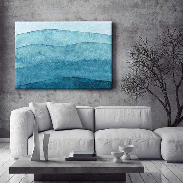 Mavi Tonlarda Soyut Deniz Katmanları Duvar Tablosu 4578