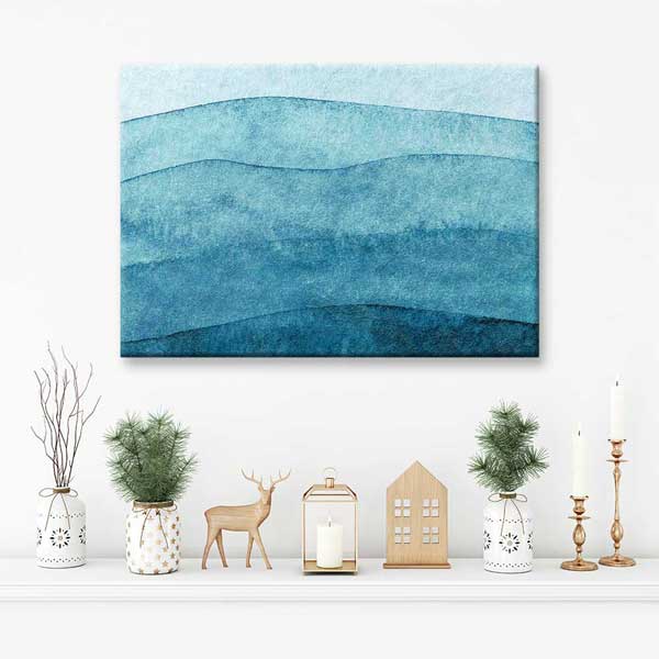 Mavi Tonlarda Soyut Deniz Katmanları Duvar Tablosu 4578