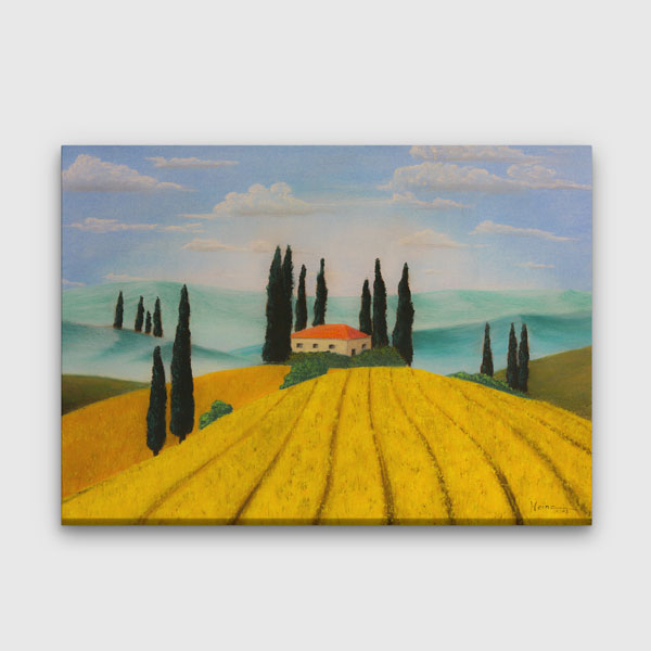 Toskana Esintili Çiftlik Evi Manzarası Kanvas Tablo 4674