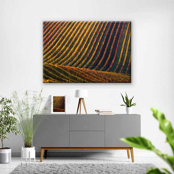 Renkli Tarla Sıraları Sonbahar Manzarası Kanvas Tablo 4682
