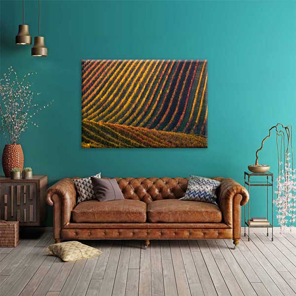 Renkli Tarla Sıraları Sonbahar Manzarası Kanvas Tablo 4682
