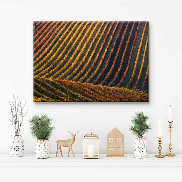 Renkli Tarla Sıraları Sonbahar Manzarası Kanvas Tablo 4682