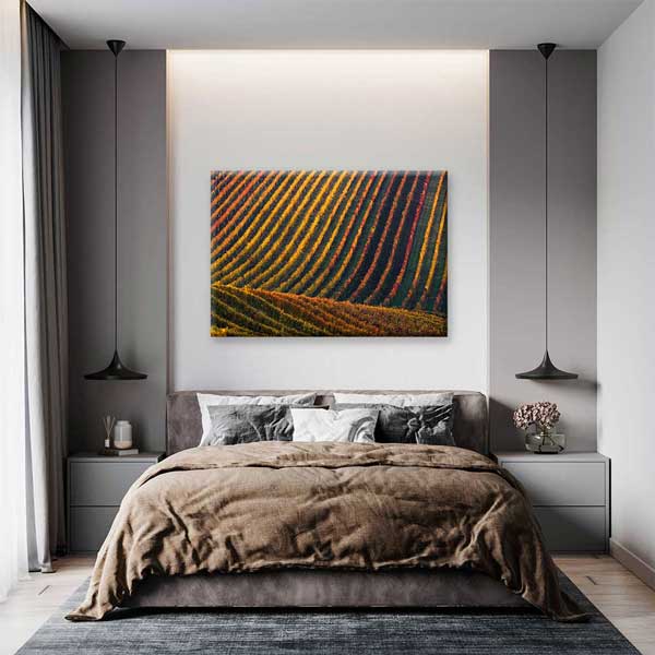 Renkli Tarla Sıraları Sonbahar Manzarası Kanvas Tablo 4682