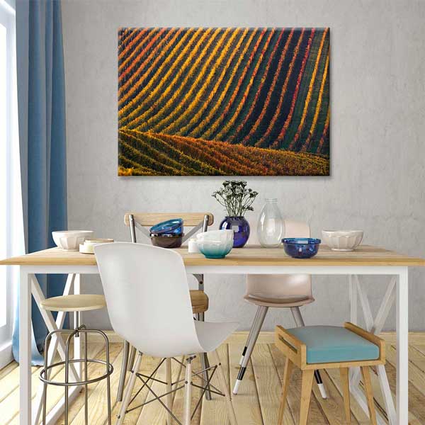 Renkli Tarla Sıraları Sonbahar Manzarası Kanvas Tablo 4682