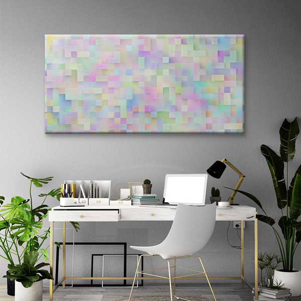 Pastel Mozaik Bloklar Soyut Dijital Sanat Kanvas Duvar Tablosu 4795