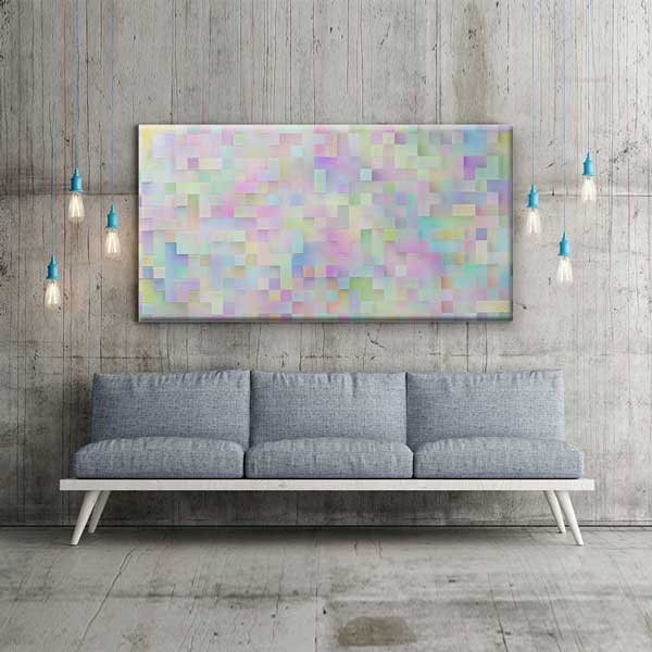 Pastel Mozaik Bloklar Soyut Dijital Sanat Kanvas Duvar Tablosu 4795