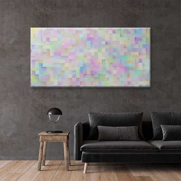 Pastel Mozaik Bloklar Soyut Dijital Sanat Kanvas Duvar Tablosu 4795