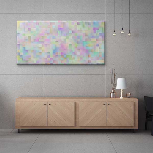 Pastel Mozaik Bloklar Soyut Dijital Sanat Kanvas Duvar Tablosu 4795
