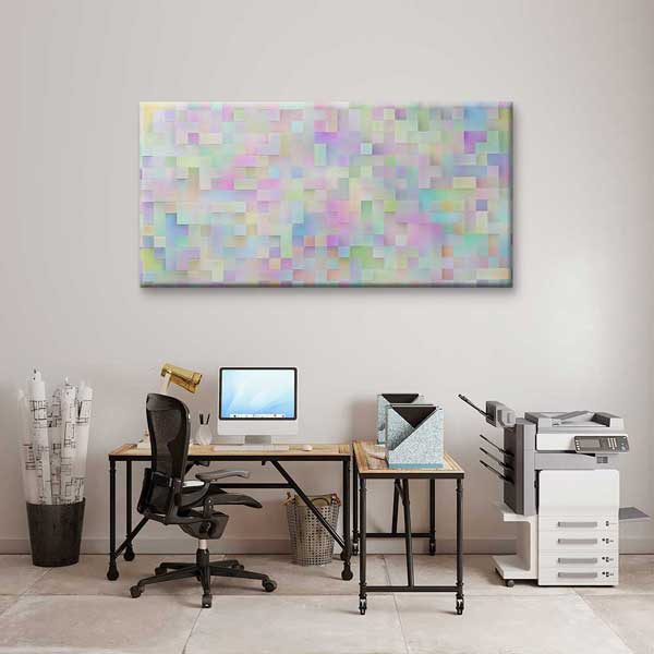 Pastel Mozaik Bloklar Soyut Dijital Sanat Kanvas Duvar Tablosu 4795