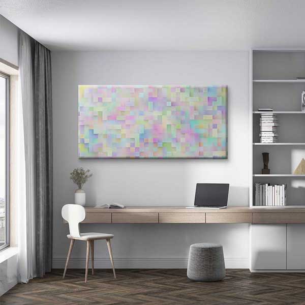 Pastel Mozaik Bloklar Soyut Dijital Sanat Kanvas Duvar Tablosu 4795