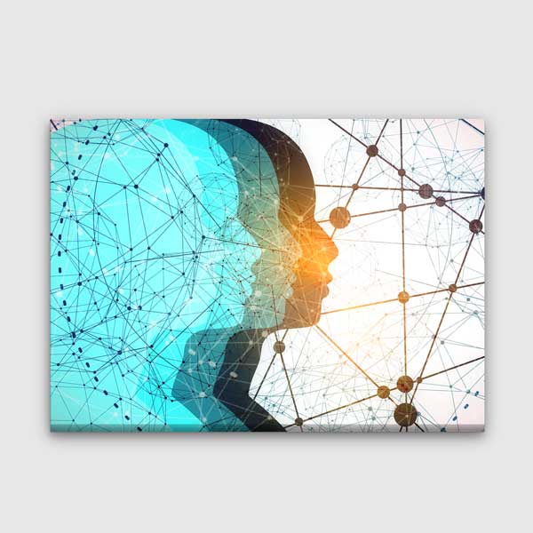 Bağlantı Ağı ve İnsan Silüeti Temalı Kanvas Duvar Tablosu – 5433