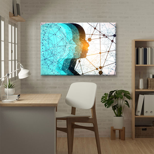 Bağlantı Ağı ve İnsan Silüeti Temalı Kanvas Duvar Tablosu – 5433