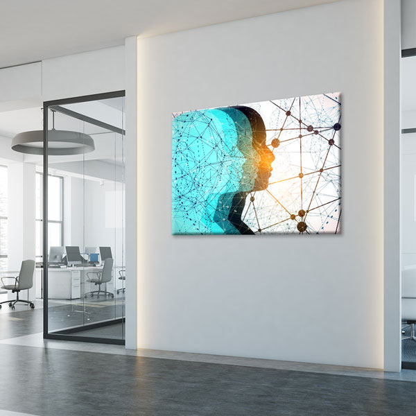 Bağlantı Ağı ve İnsan Silüeti Temalı Kanvas Duvar Tablosu – 5433