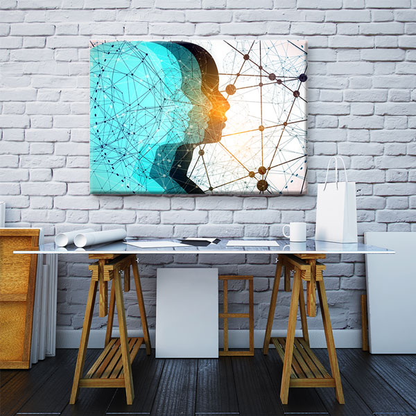 Bağlantı Ağı ve İnsan Silüeti Temalı Kanvas Duvar Tablosu – 5433