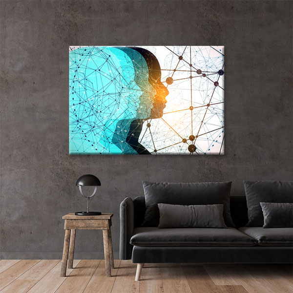Bağlantı Ağı ve İnsan Silüeti Temalı Kanvas Duvar Tablosu – 5433