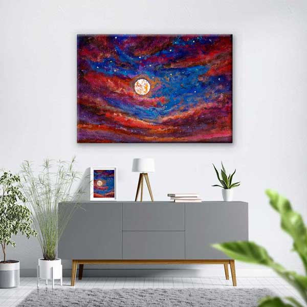 Soyut Kozmik Gece Gökyüzü Kanvas Tablo 4315