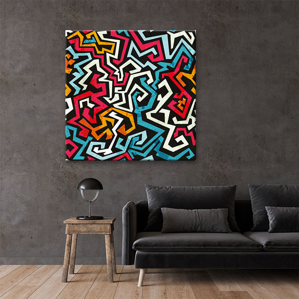 Geometrik Labirent Desen Soyut Kanvas Tablo 5001