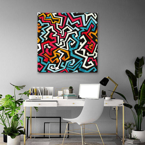 Geometrik Labirent Desen Soyut Kanvas Tablo 5001