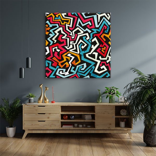 Geometrik Labirent Desen Soyut Kanvas Tablo 5001