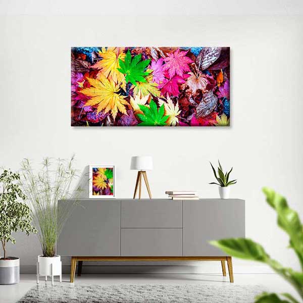 Renkli Sonbahar Yaprakları Temalı Kanvas Tablo 4239