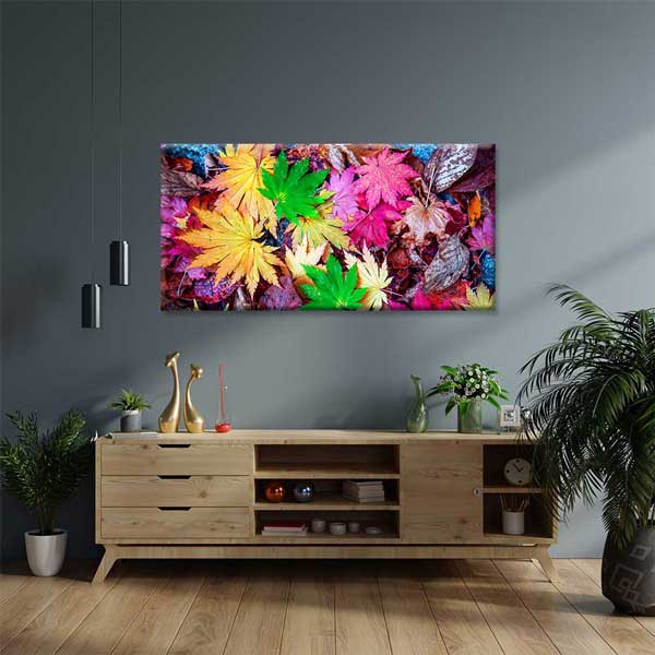 Renkli Sonbahar Yaprakları Temalı Kanvas Tablo 4239