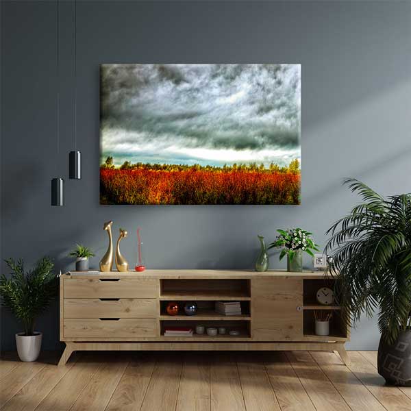 Dramatik Gökyüzü ve Sonbahar Tarlası Kanvas Tablo 4385