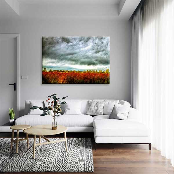 Dramatik Gökyüzü ve Sonbahar Tarlası Kanvas Tablo 4385