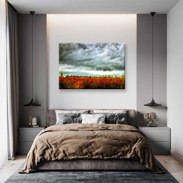 Dramatik Gökyüzü ve Sonbahar Tarlası Kanvas Tablo 4385