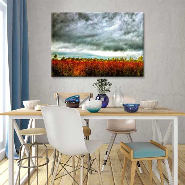 Dramatik Gökyüzü ve Sonbahar Tarlası Kanvas Tablo 4385