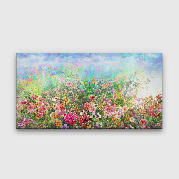 Pastel Işıltılı Çiçek Bahçesi Temalı Kanvas Tablo 4232