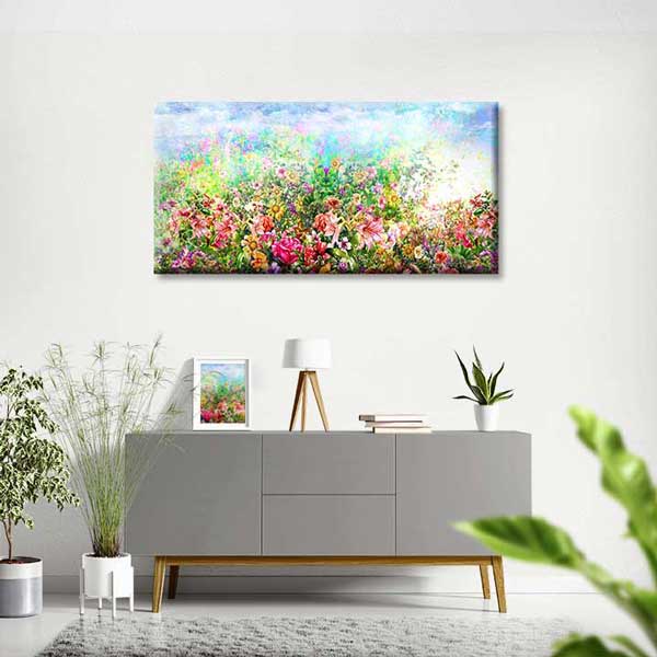 Pastel Işıltılı Çiçek Bahçesi Temalı Kanvas Tablo 4232