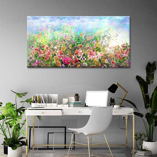 Pastel Işıltılı Çiçek Bahçesi Temalı Kanvas Tablo 4232
