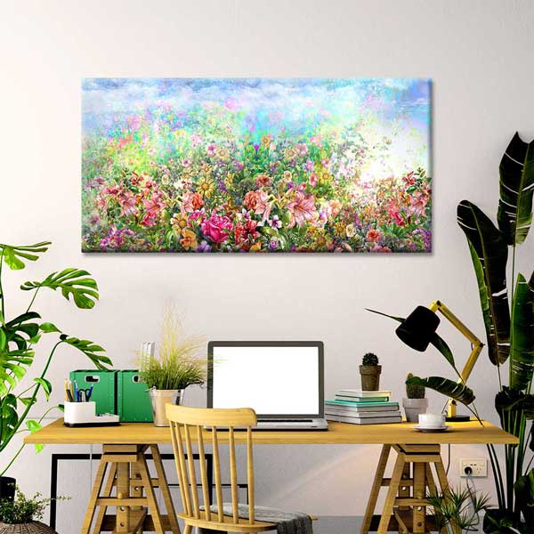Pastel Işıltılı Çiçek Bahçesi Temalı Kanvas Tablo 4232