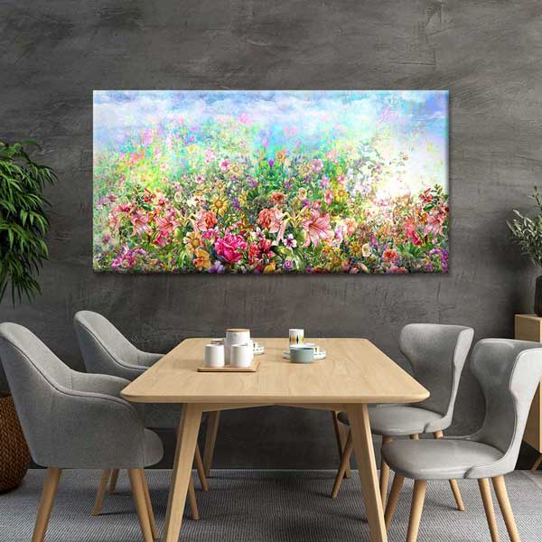 Pastel Işıltılı Çiçek Bahçesi Temalı Kanvas Tablo 4232