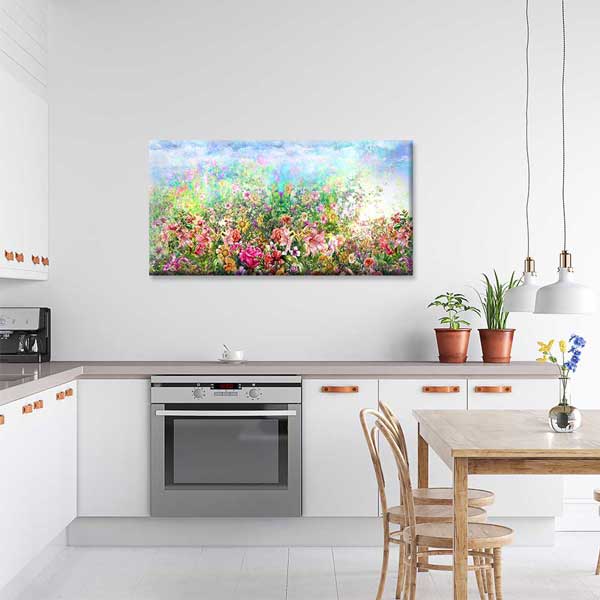 Pastel Işıltılı Çiçek Bahçesi Temalı Kanvas Tablo 4232