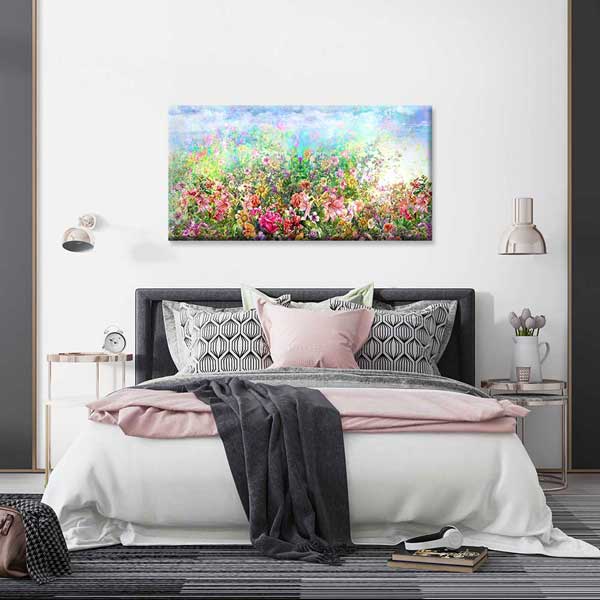 Pastel Işıltılı Çiçek Bahçesi Temalı Kanvas Tablo 4232