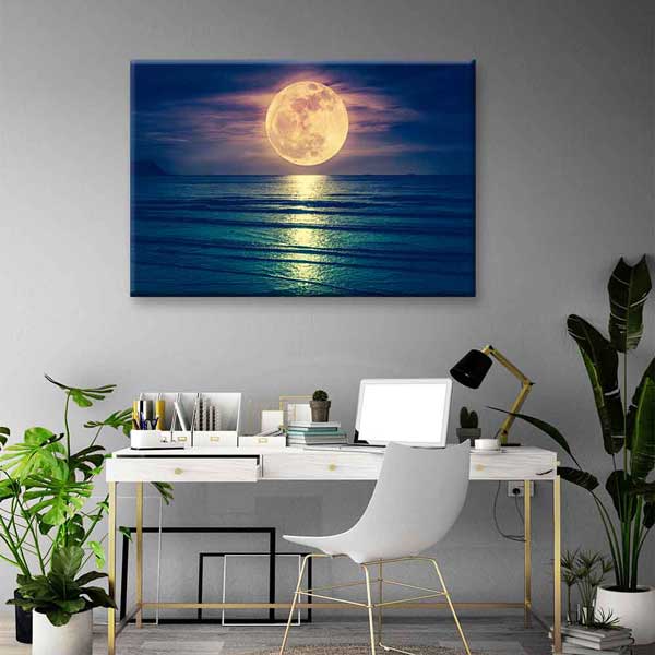 Dolunay ve Deniz Yansıması Kanvas Tablo 4382