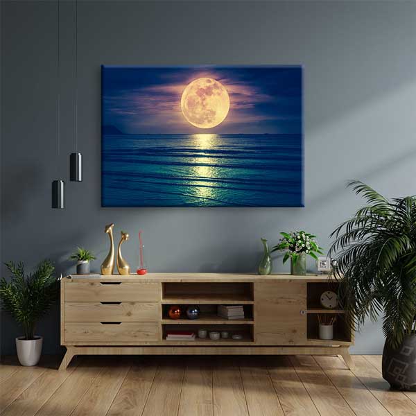 Dolunay ve Deniz Yansıması Kanvas Tablo 4382