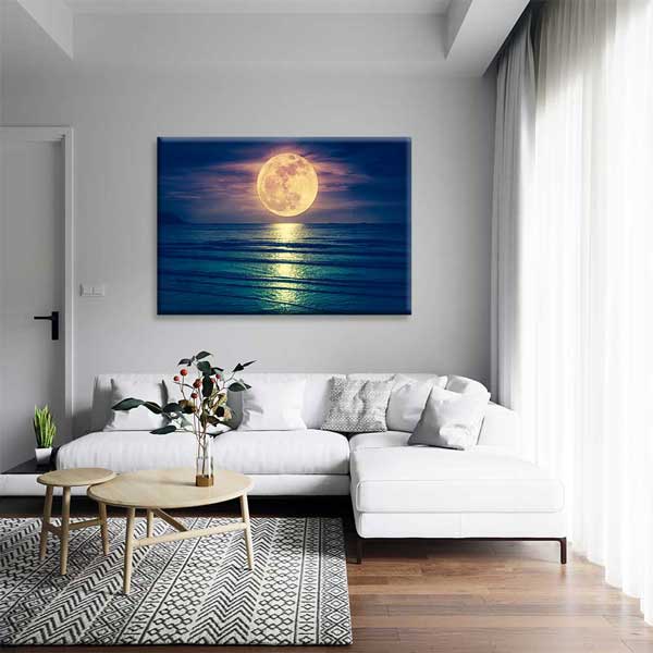 Dolunay ve Deniz Yansıması Kanvas Tablo 4382