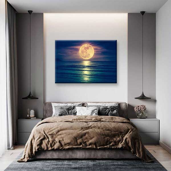 Dolunay ve Deniz Yansıması Kanvas Tablo 4382