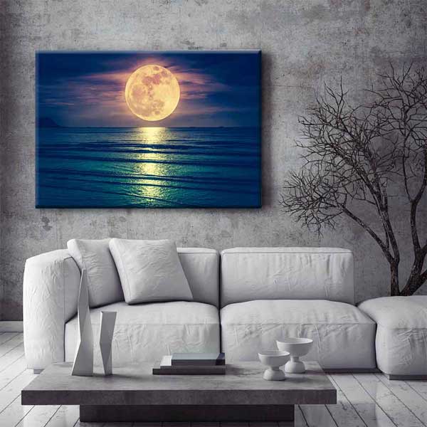 Dolunay ve Deniz Yansıması Kanvas Tablo 4382