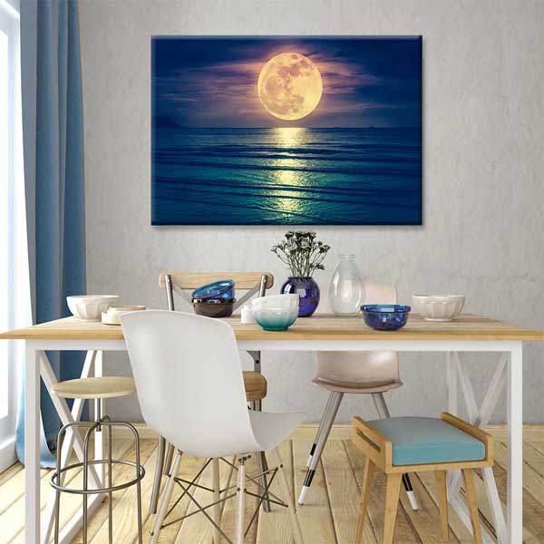 Dolunay ve Deniz Yansıması Kanvas Tablo 4382