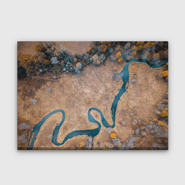 Havadan Görünüm Kıvrımlı Nehir Manzarası Kanvas Tablo 4391
