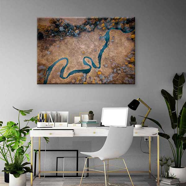 Havadan Görünüm Kıvrımlı Nehir Manzarası Kanvas Tablo 4391