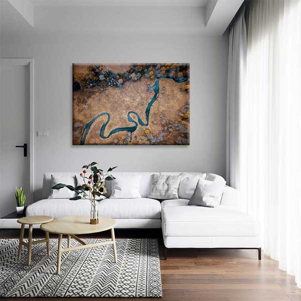 Havadan Görünüm Kıvrımlı Nehir Manzarası Kanvas Tablo 4391