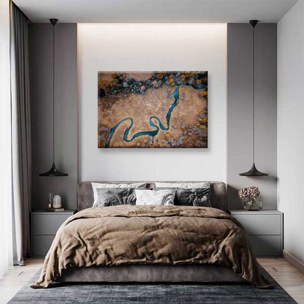 Havadan Görünüm Kıvrımlı Nehir Manzarası Kanvas Tablo 4391